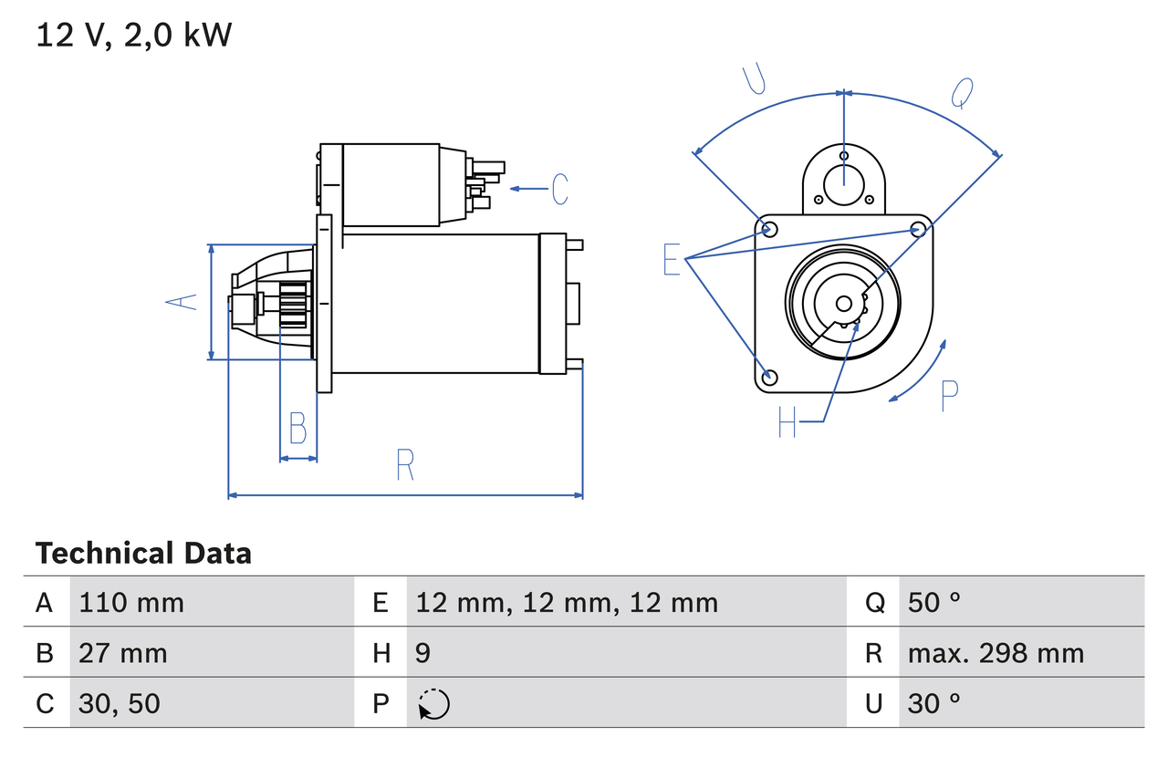 BOSCH 0 986 011 080 Starter