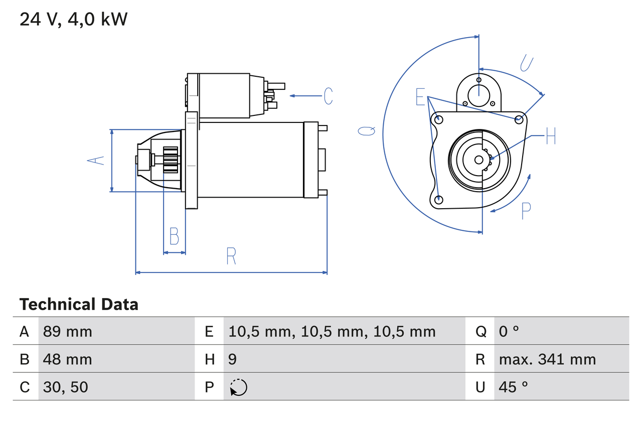 BOSCH 0 986 011 280 Motorino d'avviamento-Motorino d'avviamento-Ricambi Euro