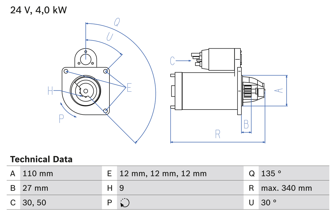 BOSCH 0 986 011 330 Motorino d'avviamento-Motorino d'avviamento-Ricambi Euro