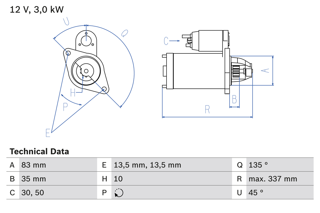 BOSCH 0 986 012 420 Starter for JOHN DEERE