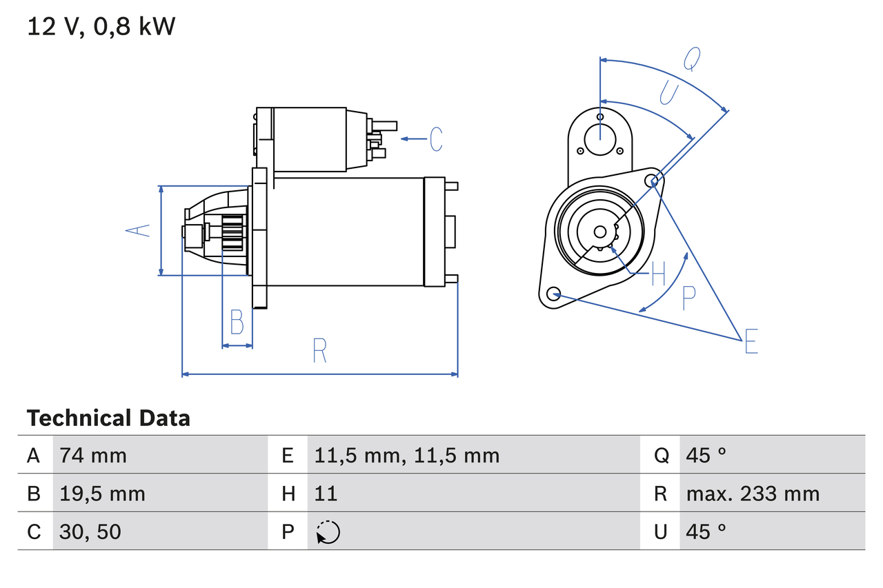 BOSCH 0 986 012 831 Motorino d'avviamento