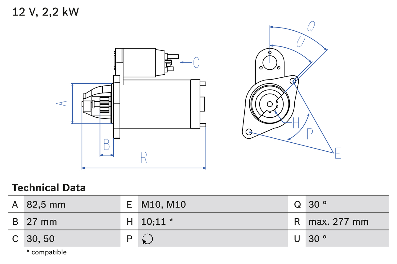 BOSCH 0 986 014 660 Starter for DAEWOO MERCEDES-BENZ