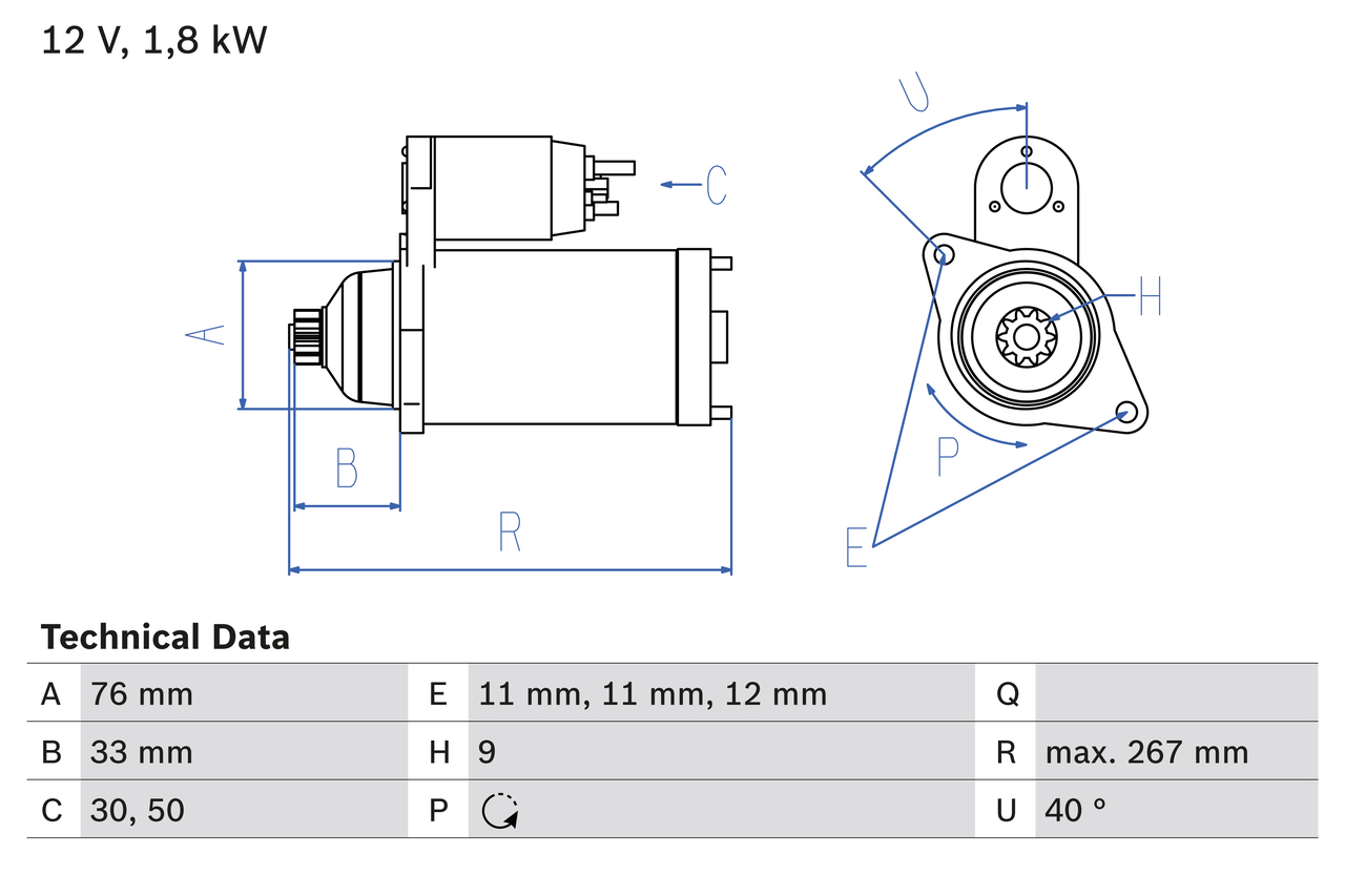 BOSCH 0 986 015 970 Starter for VW