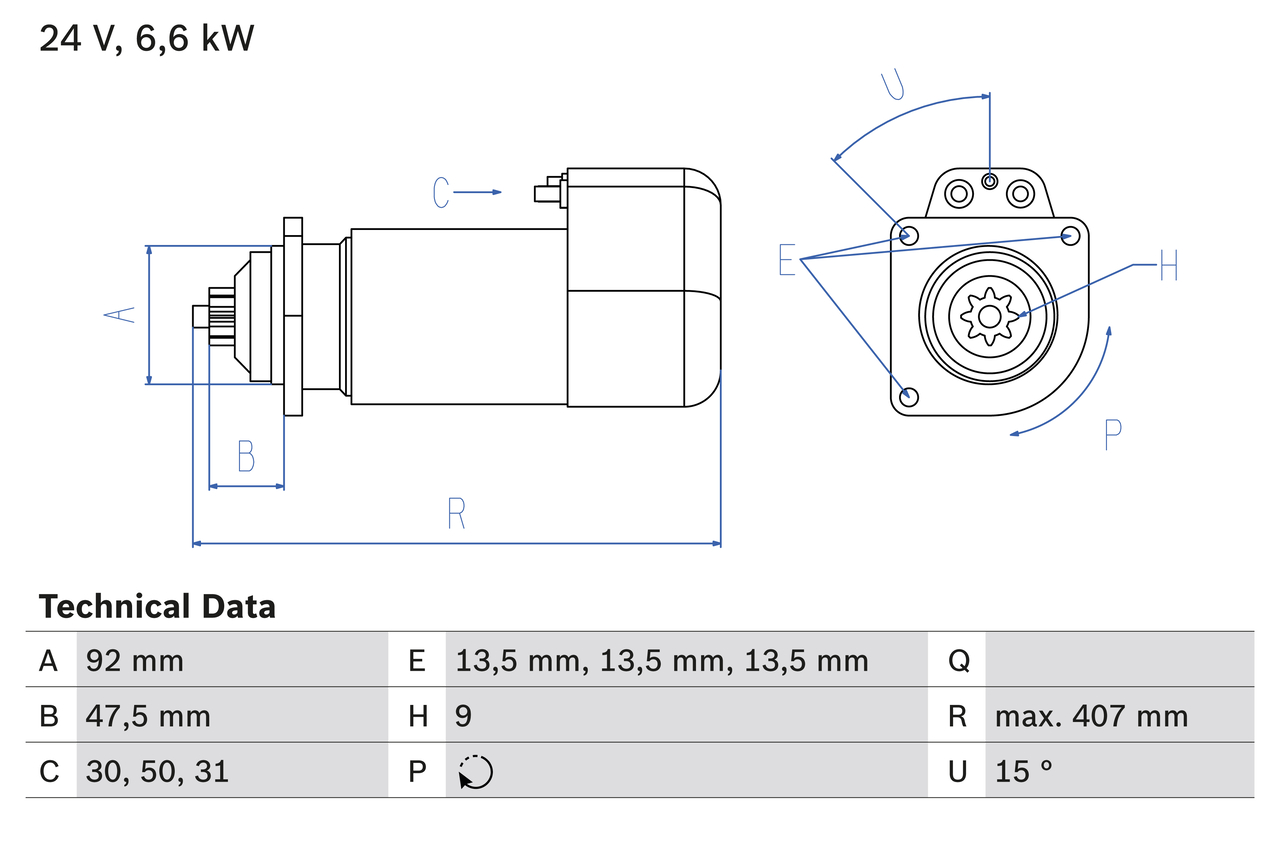 BOSCH 0 986 016 520 Starter for MAN MERCEDES-BENZ NEOPLAN SETRA