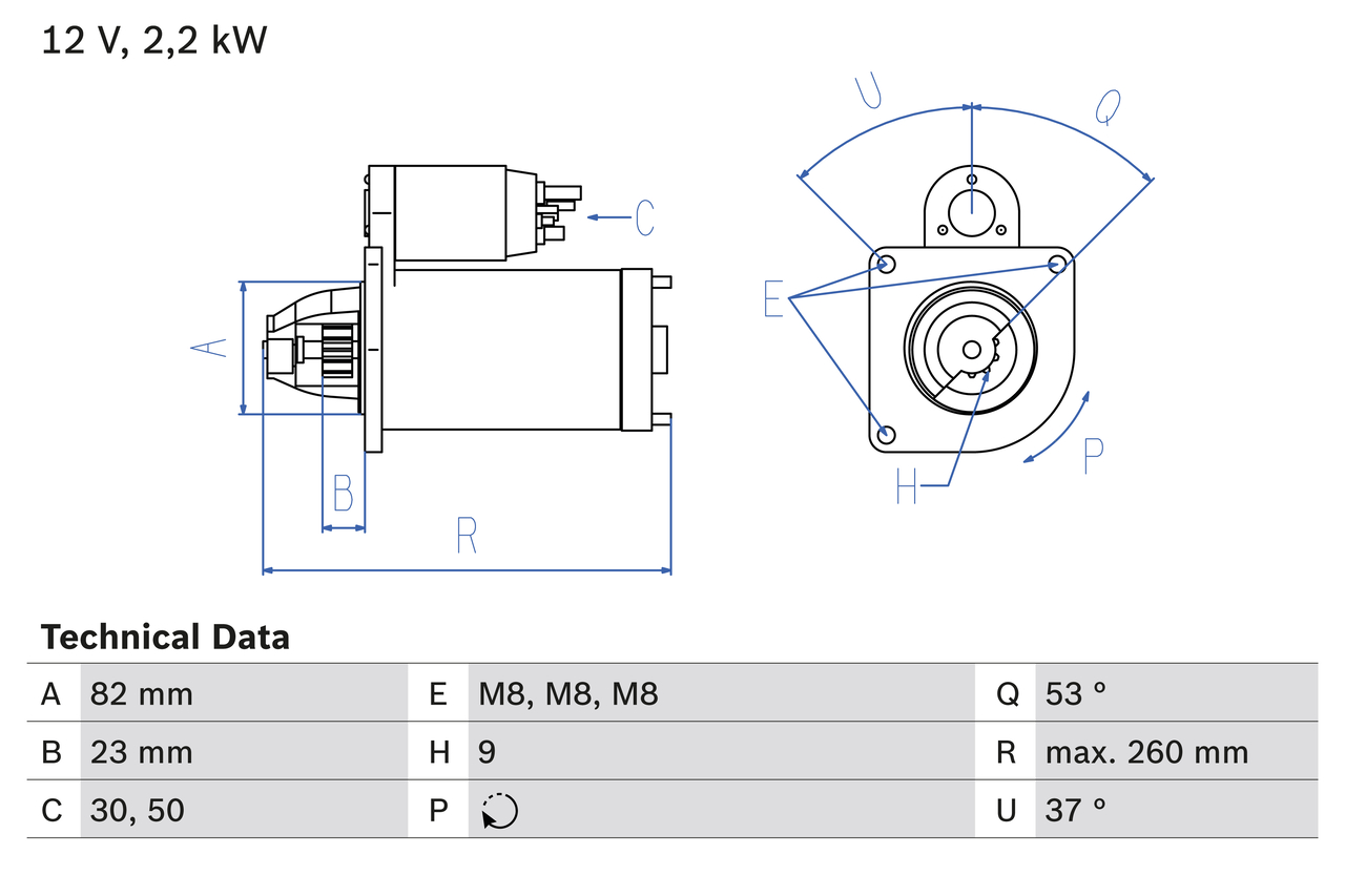 BOSCH 0 986 017 020 Μίζα for CITROËN FIAT PEUGEOT