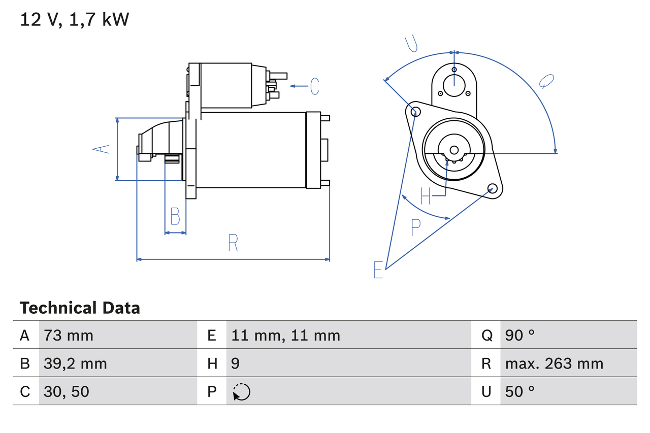 BOSCH 0 986 017 440 Starter for LAND ROVER