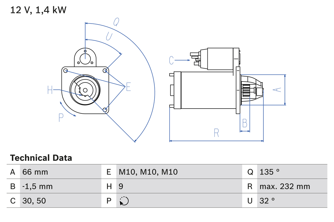 BOSCH 0 986 018 050 Starter for VOLVO