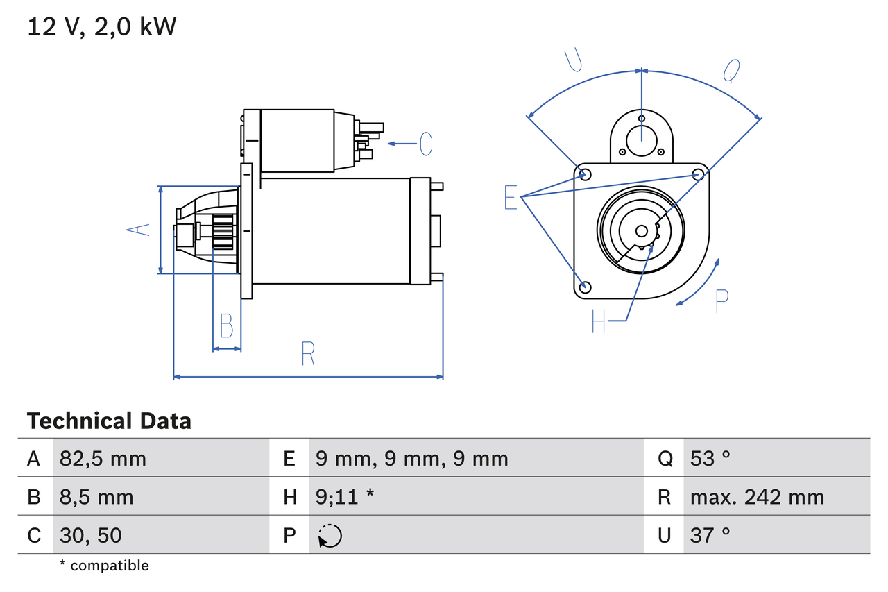 BOSCH 0 986 018 450 Starter for FIAT