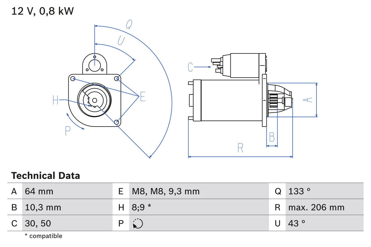 BOSCH 0 986 019 301 Starter