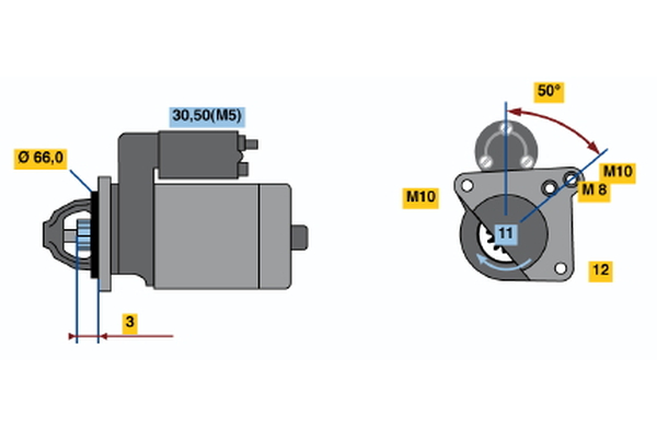BOSCH 0 986 020 131 Μίζα for MITSUBISHI NISSAN OPEL RENAULT SUZUKI VAUXHALL