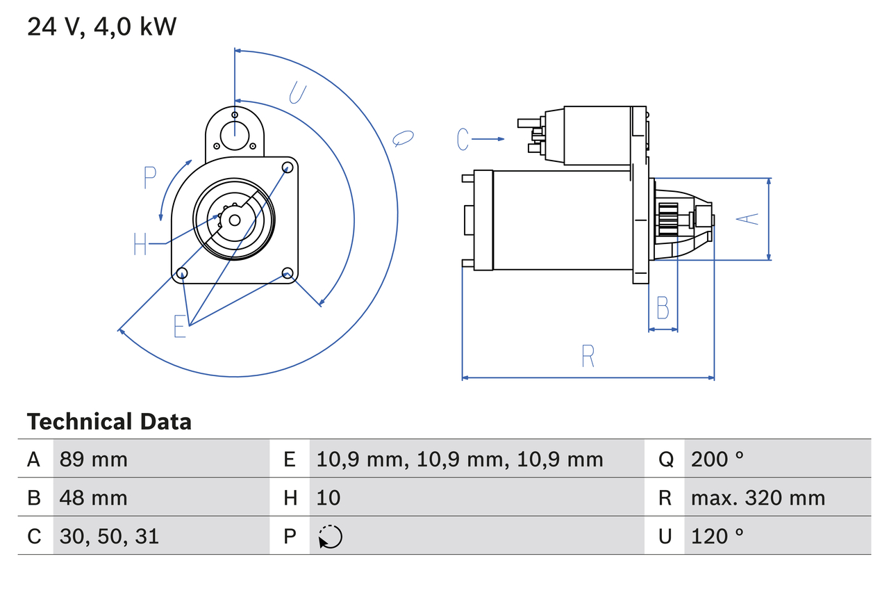 BOSCH 0 986 020 170 Motorino d'avviamento-Motorino d'avviamento-Ricambi Euro