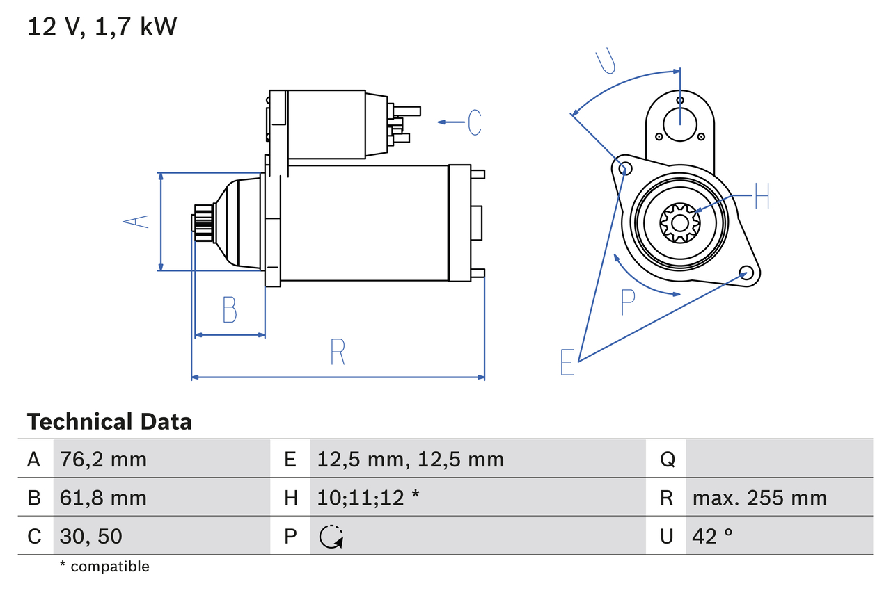 BOSCH 0 986 020 260 Motorino d'avviamento-Motorino d'avviamento-Ricambi Euro