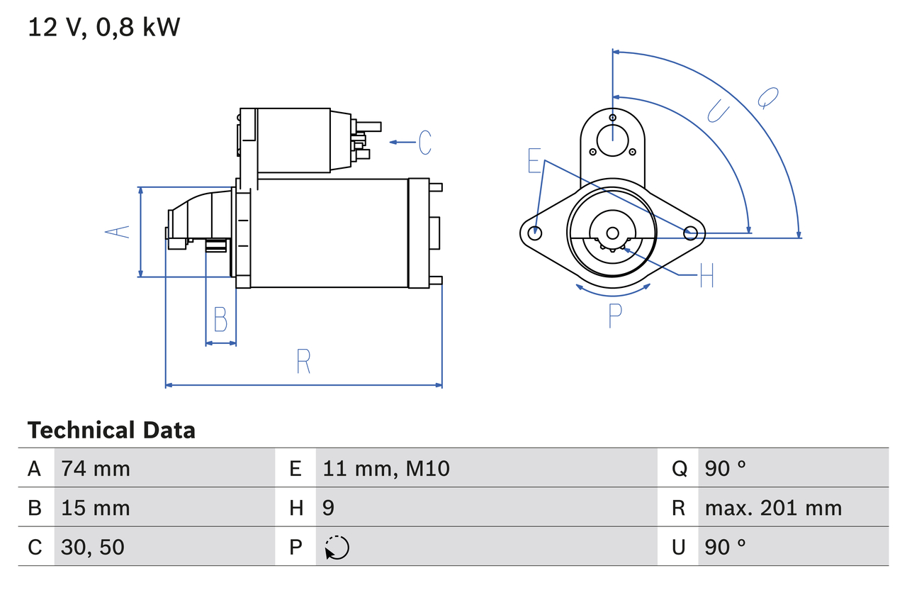 BOSCH 0 986 020 551 Motorino d'avviamento-Motorino d'avviamento-Ricambi Euro