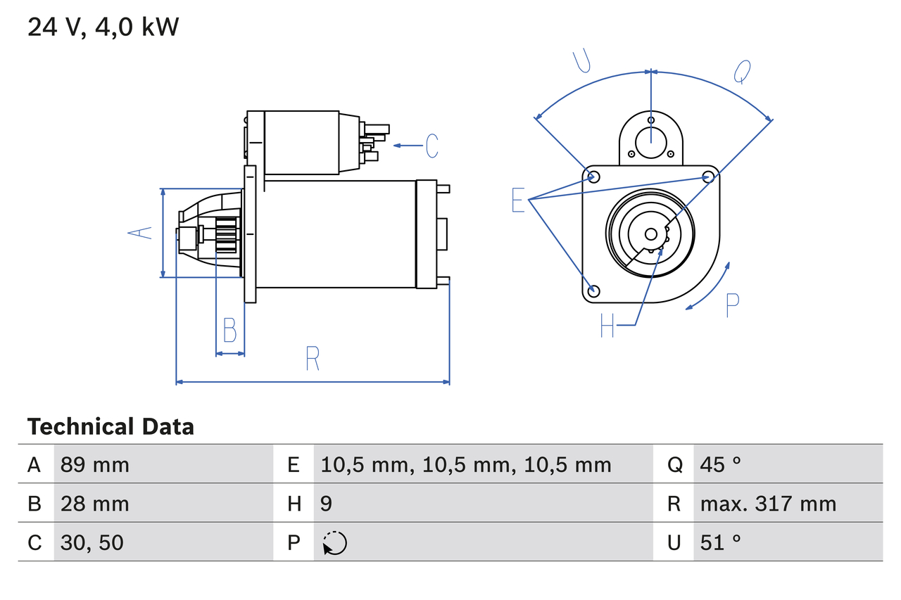 BOSCH 0 986 021 000 Starter for IVECO