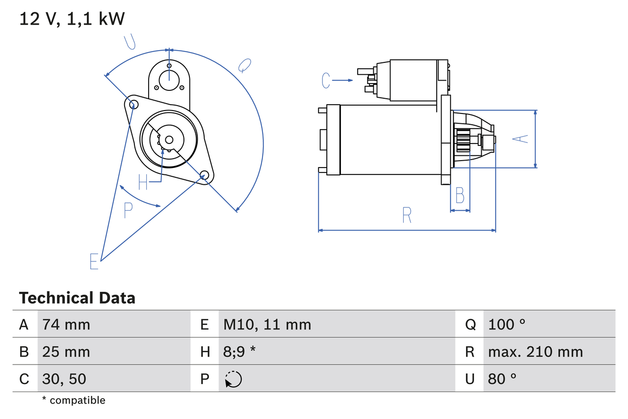 BOSCH 0 986 021 550 Μίζα for CITROËN PEUGEOT TOYOTA