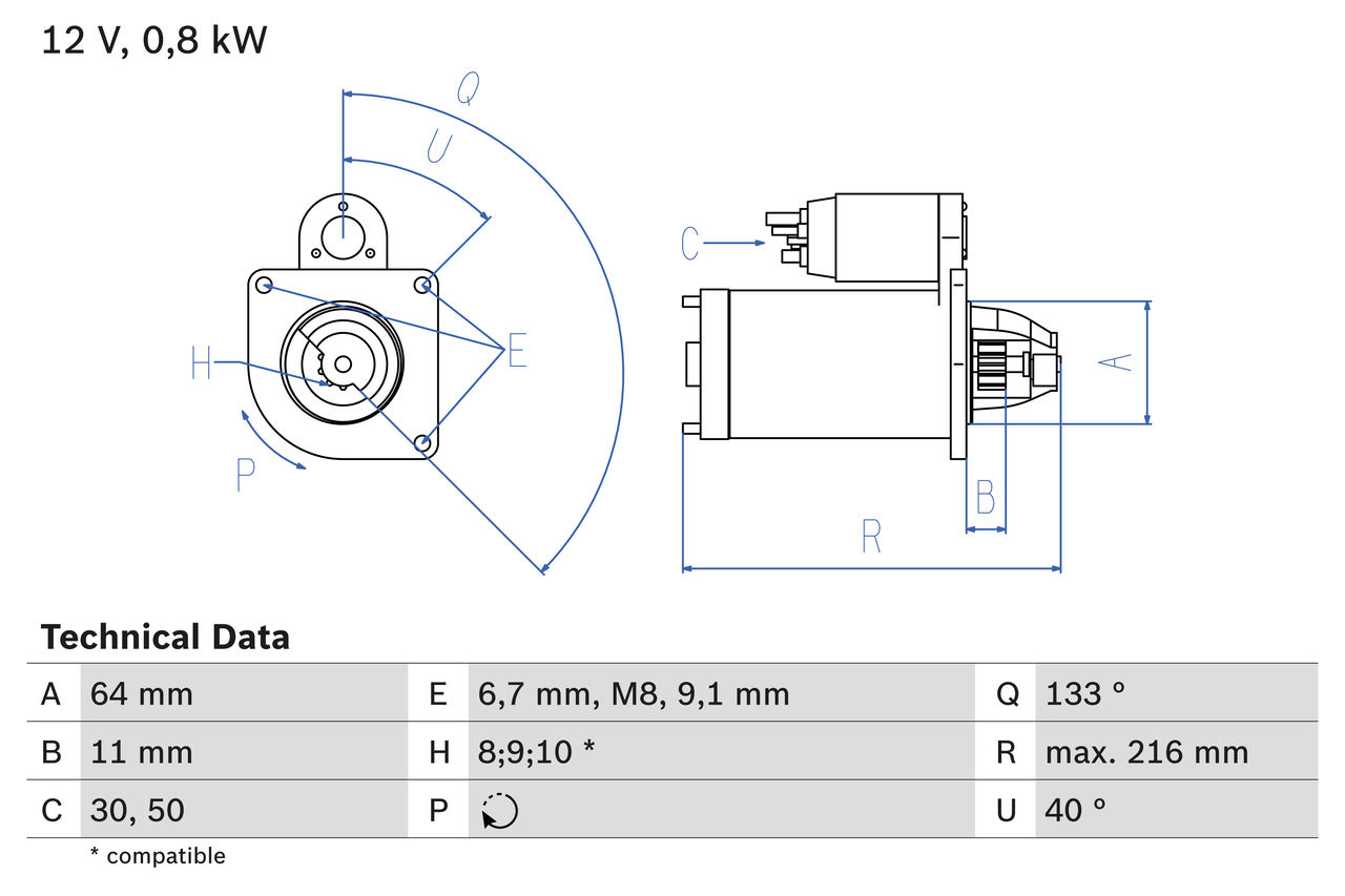 BOSCH 0 986 021 590 стартер