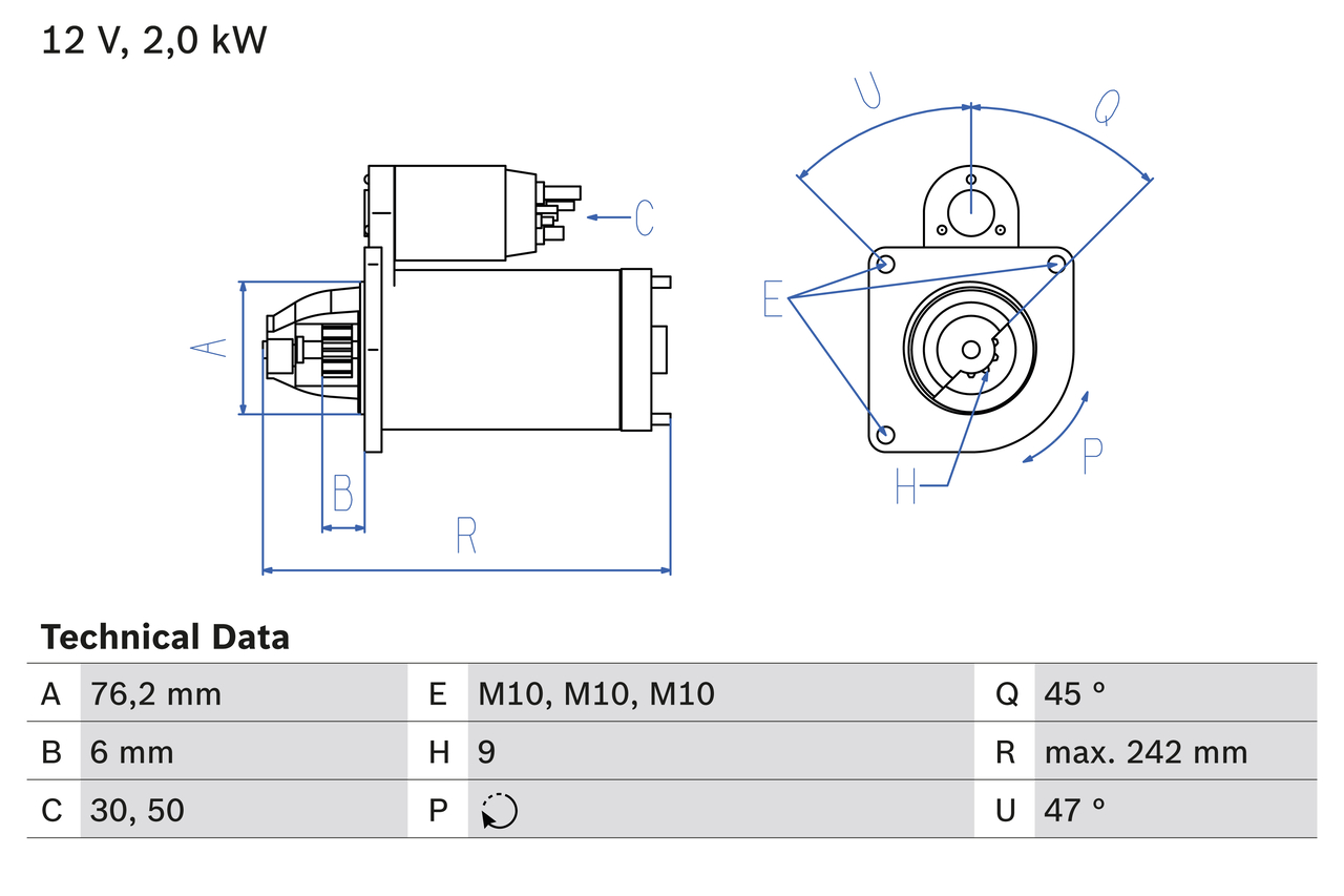 BOSCH 0 986 021 820 Motorino d'avviamento-Motorino d'avviamento-Ricambi Euro