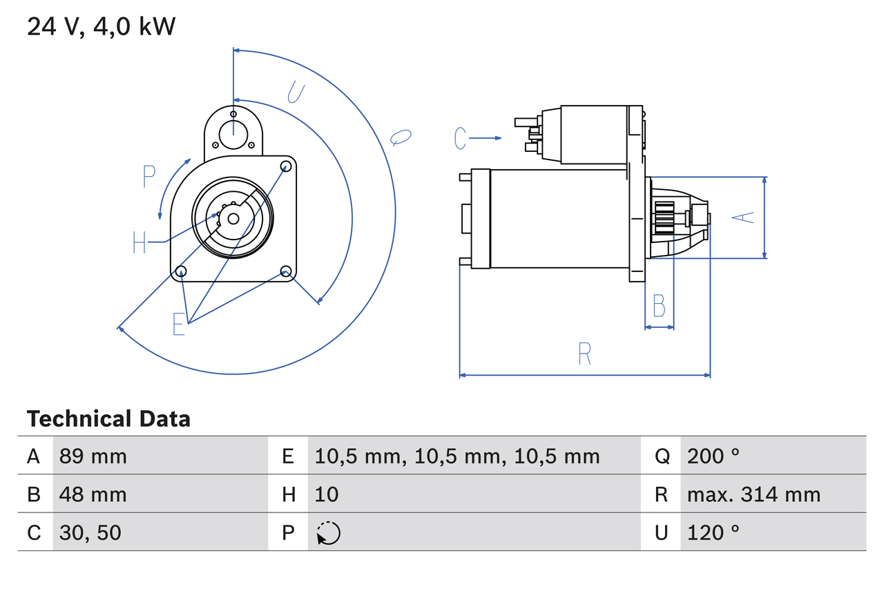 BOSCH 0 986 022 400 Starter for IRISBUS IVECO