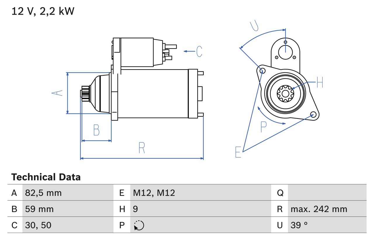 BOSCH 0 986 022 460 Motorino d'avviamento-Motorino d'avviamento-Ricambi Euro