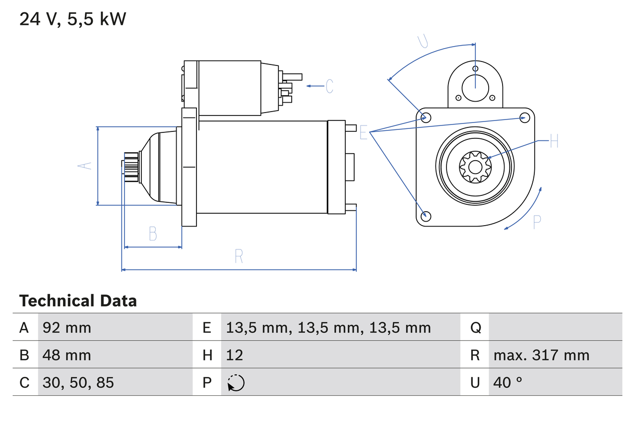 BOSCH 0 986 022 640 Starter for MAN
