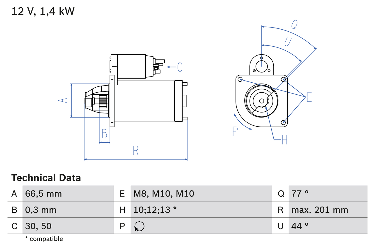 BOSCH 0 986 022 800 Startér