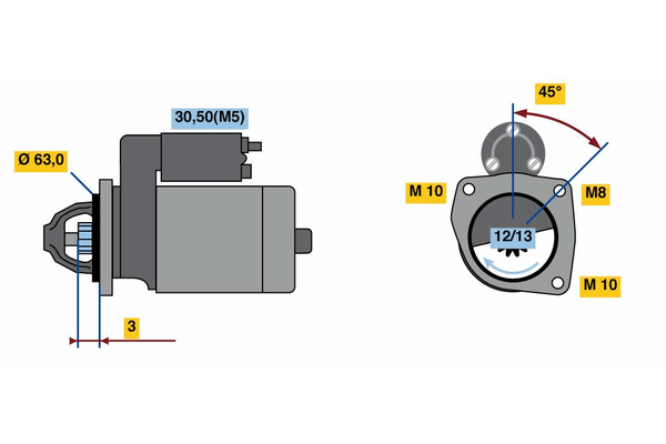 BOSCH 0 986 022 800 Μίζα for DACIA MERCEDES-BENZ NISSAN RENAULT