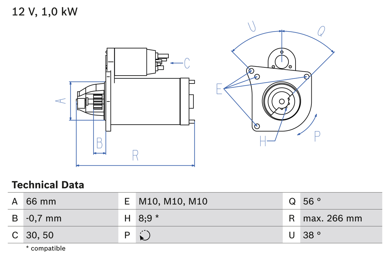 BOSCH 0 986 022 830 Motorino d'avviamento-Motorino d'avviamento-Ricambi Euro