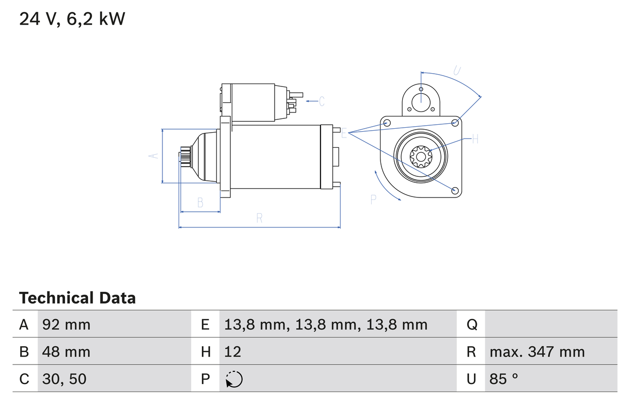 BOSCH 0 986 022 980 Starter for MERCEDES-BENZ