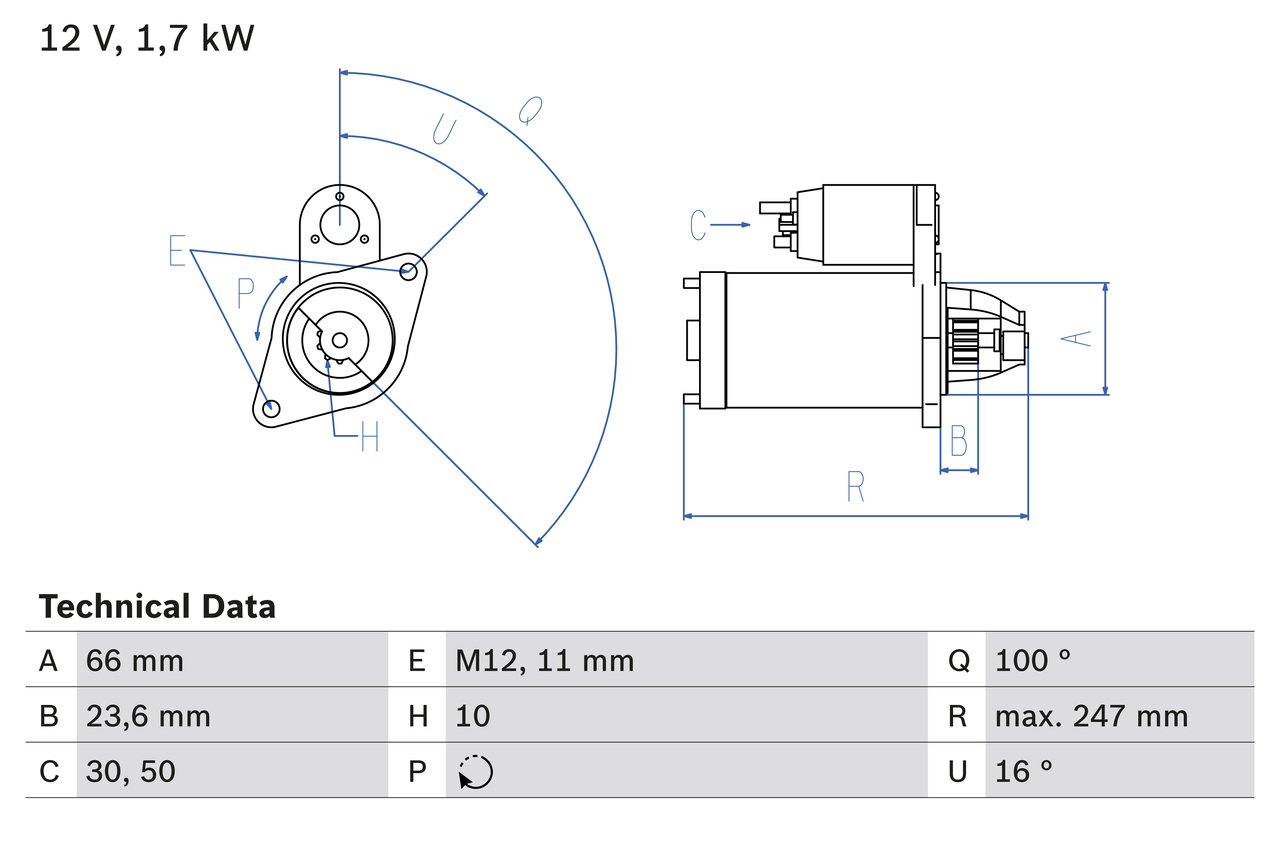 BOSCH 0 986 024 030 стартер