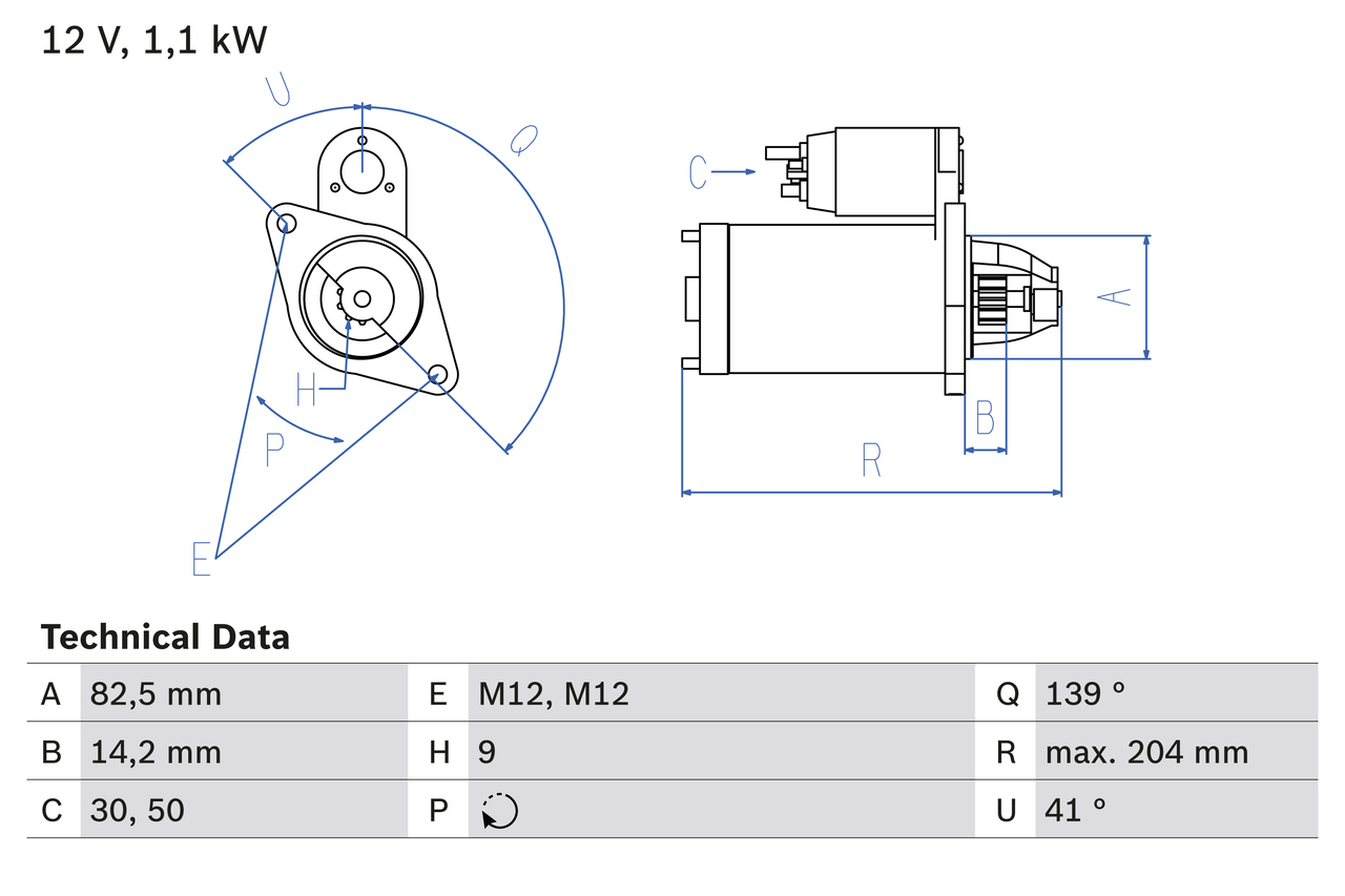 BOSCH 0 986 024 070 Starter for AUDI