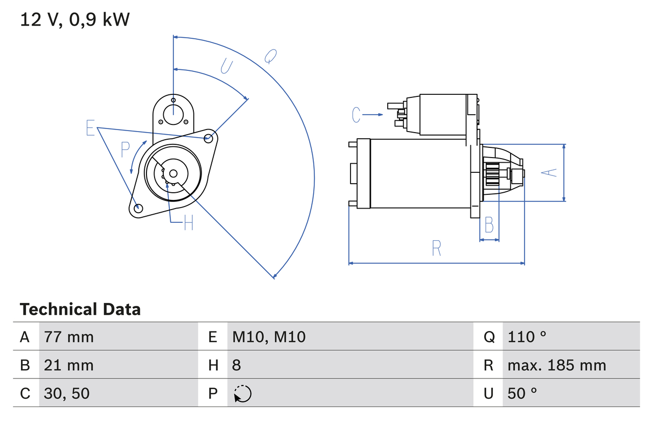 BOSCH 0 986 029 030 Μίζα for HYUNDAI