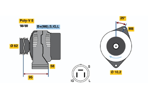 BOSCH 0 986 035 501 Alternator