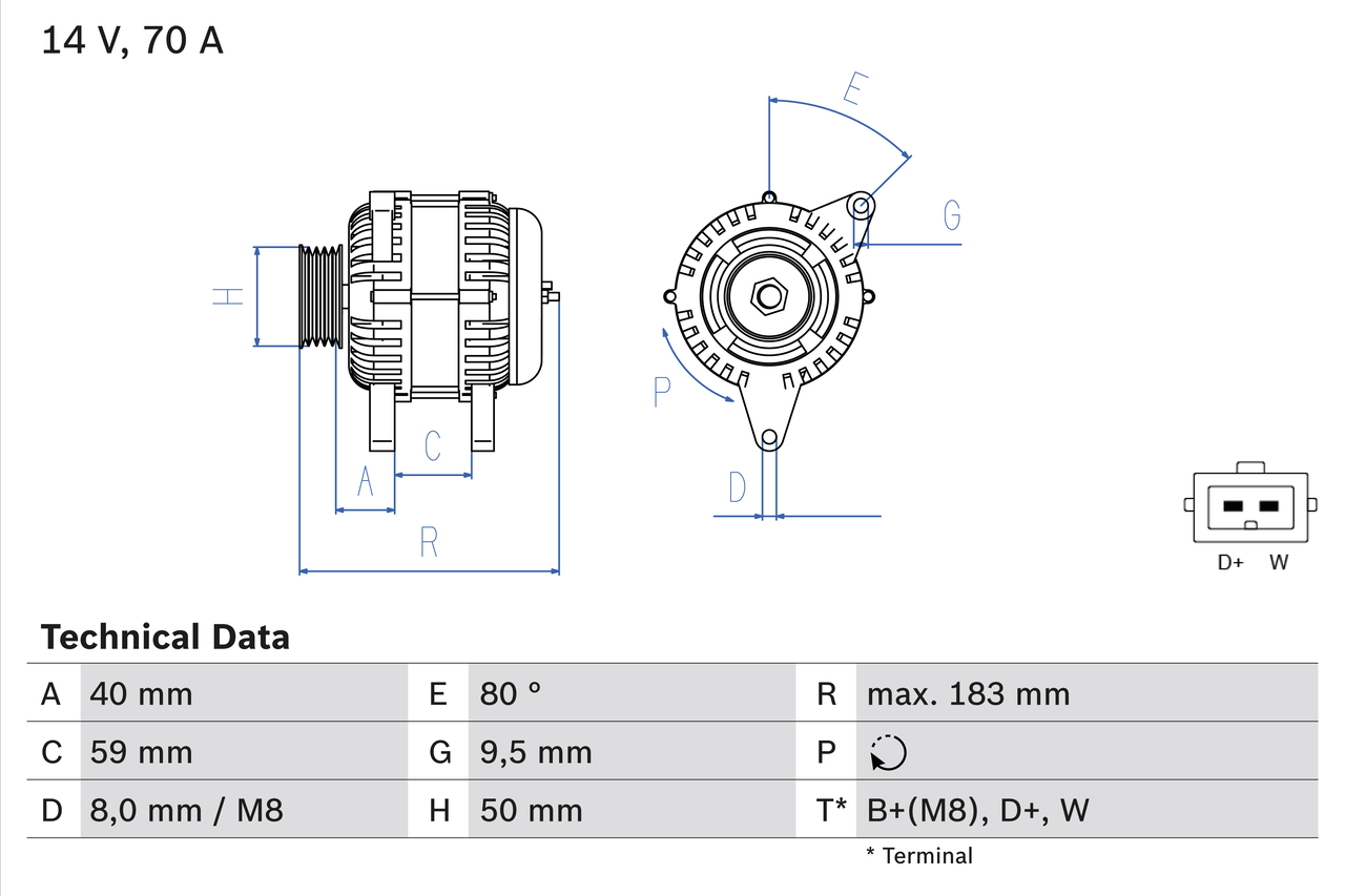 BOSCH 0 986 038 070 Alternatore