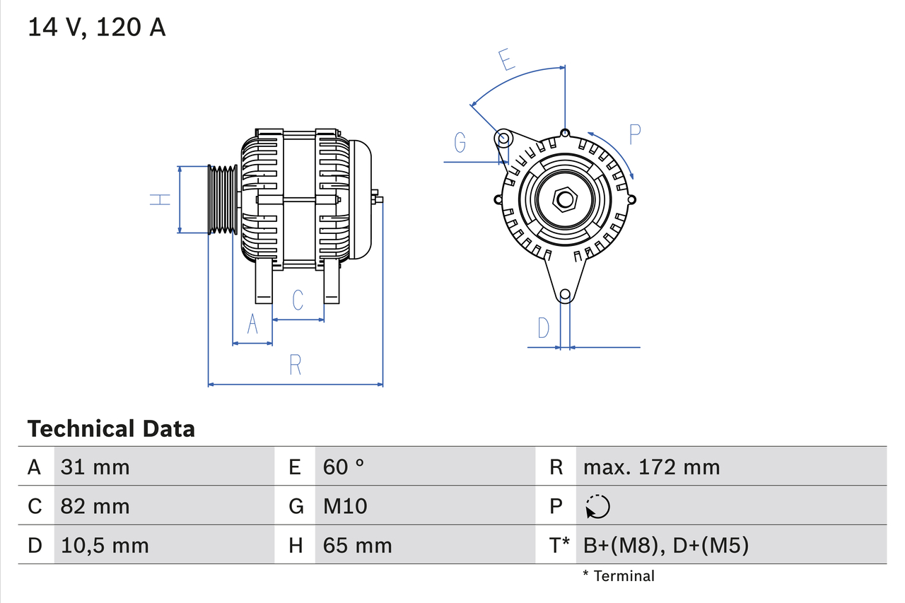 BOSCH 0 986 038 180 Alternatore-Alternatore-Ricambi Euro