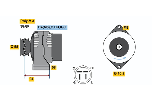 BOSCH 0 986 038 551 Alternator