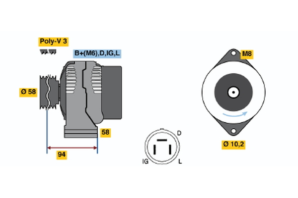 BOSCH 0 986 038 561 Alternator