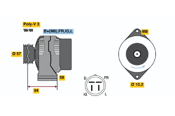 BOSCH 0 986 038 571 Alternator