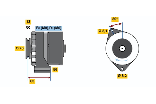 BOSCH 0 986 038 641 Alternator