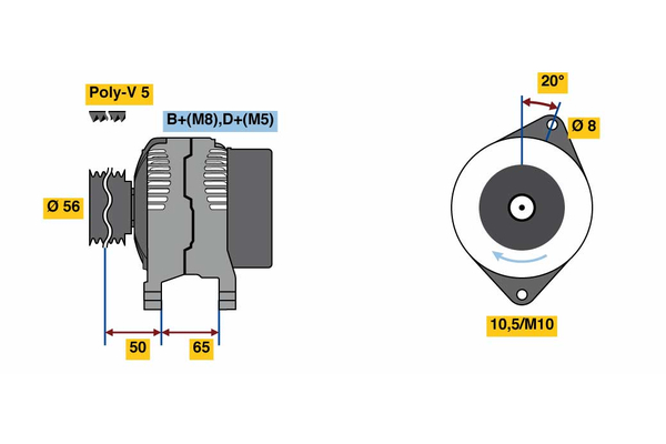 BOSCH 0 986 038 801 Alternator