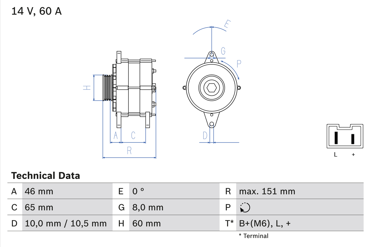 BOSCH 0 986 038 851 Alternatore