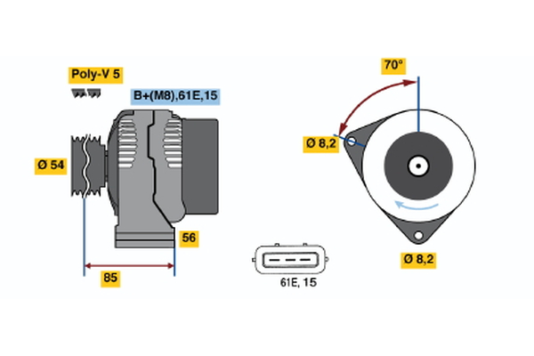 BOSCH 0 986 039 730 Alternatore