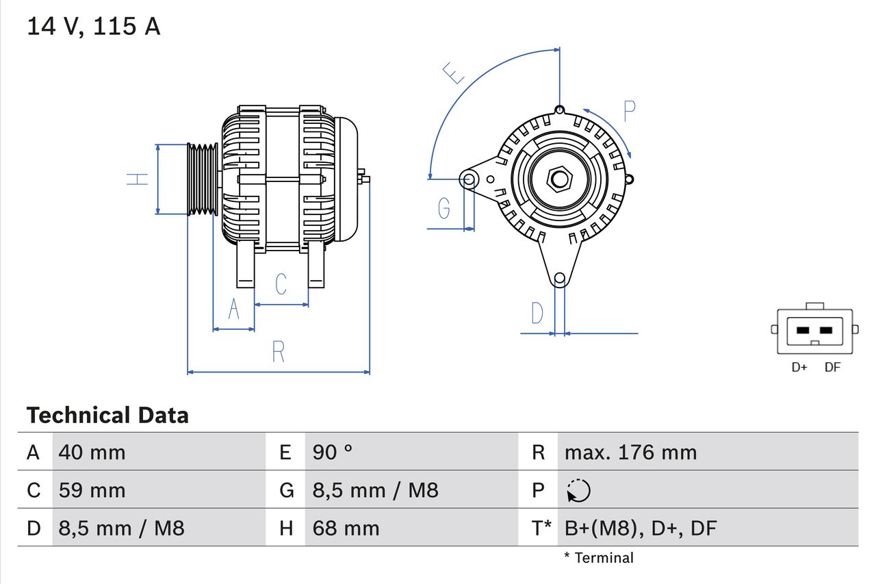 BOSCH 0 986 040 270 Alternatore