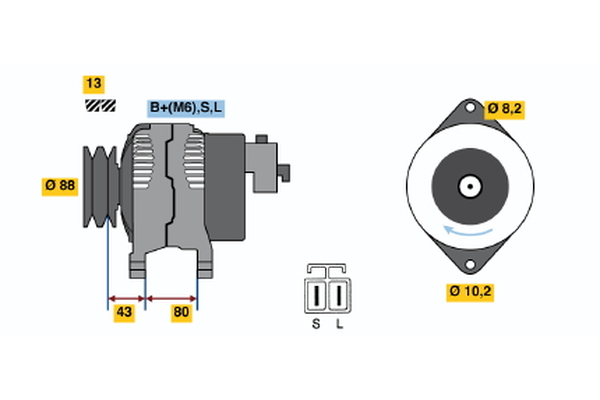 BOSCH 0 986 040 561 Alternatore