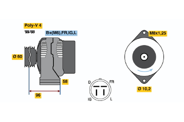 BOSCH 0 986 040 910 Alternator