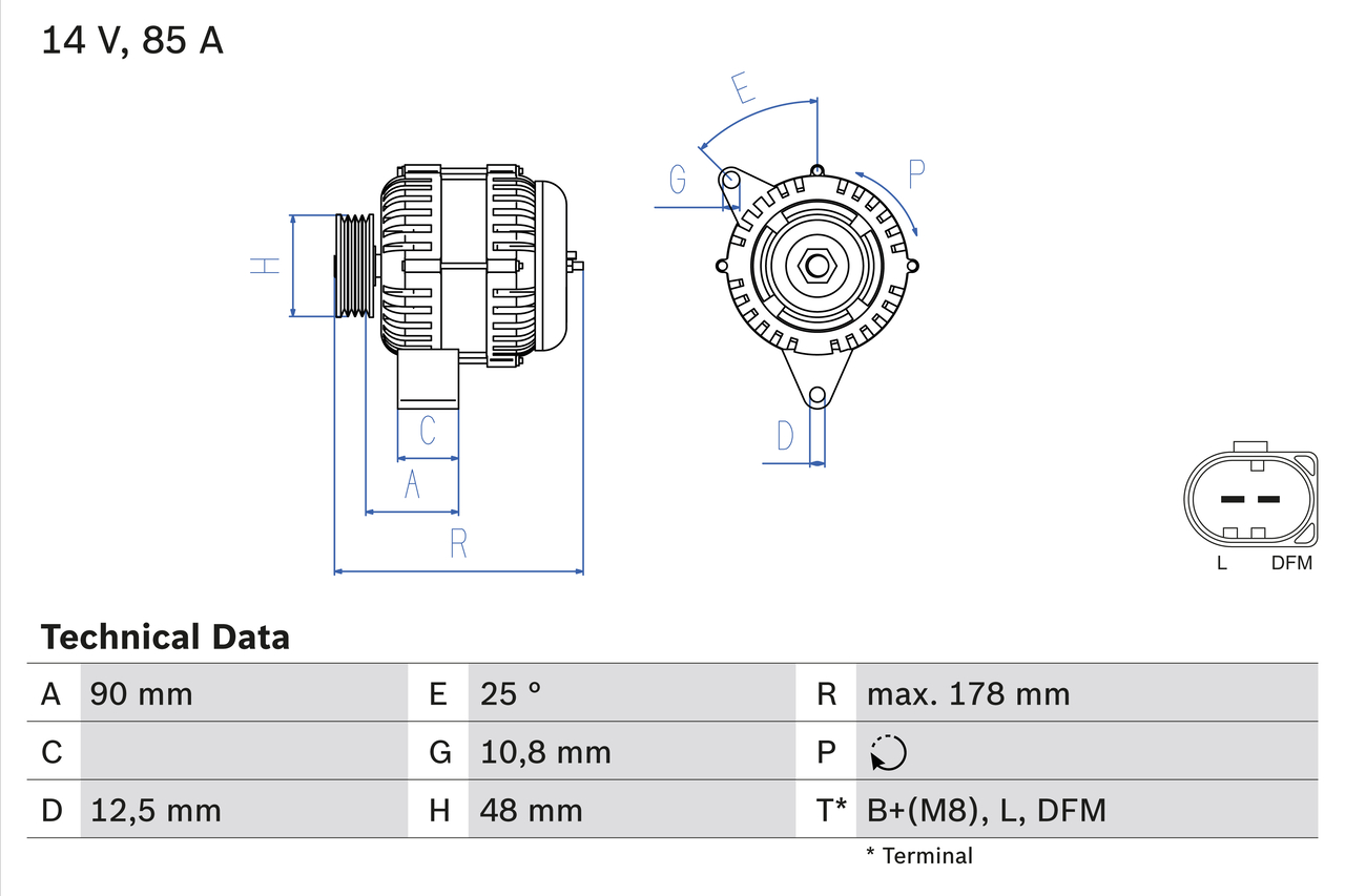 BOSCH 0 986 042 470 Alternatore