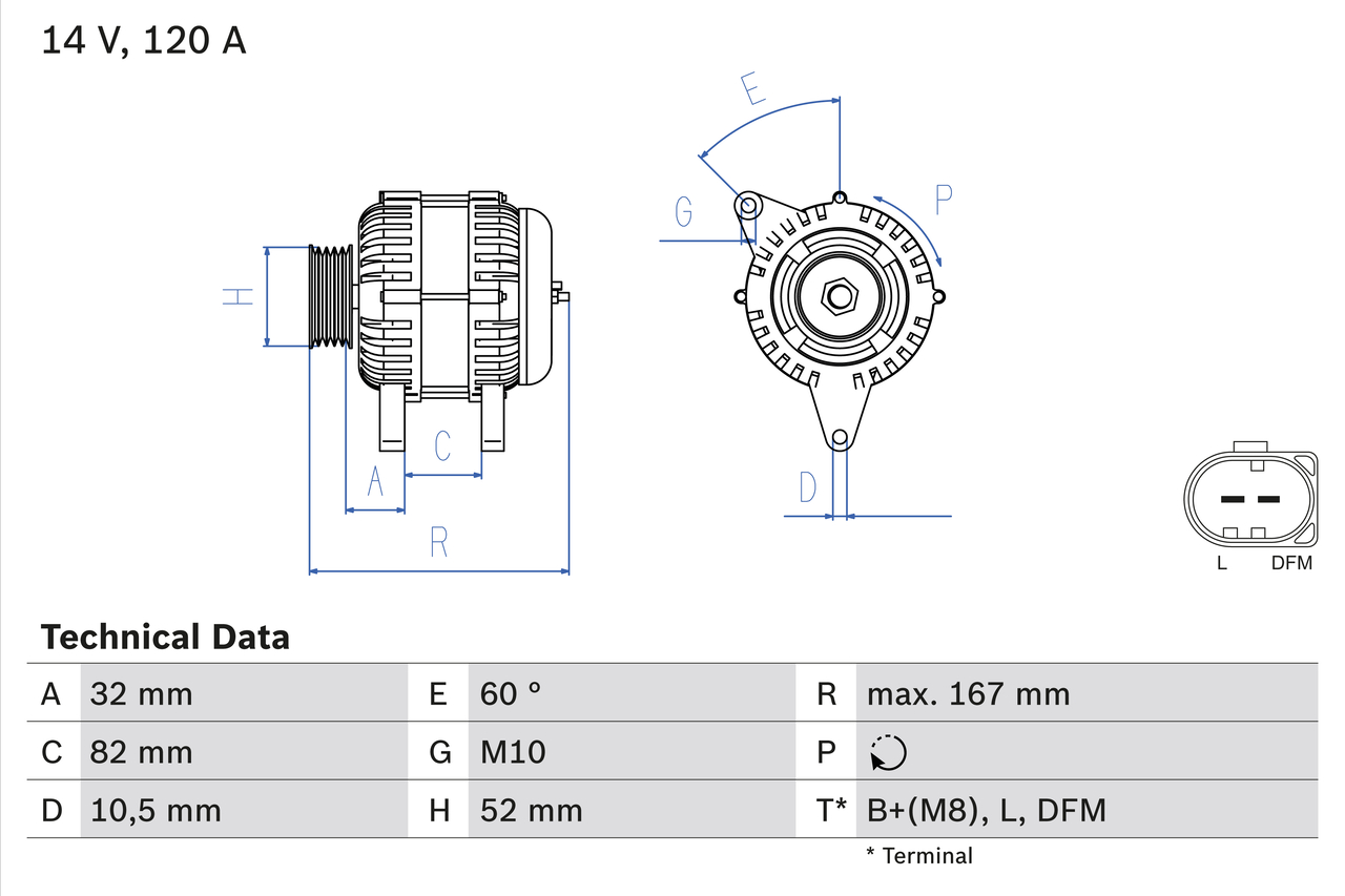 BOSCH 0 986 043 690 Alternatore