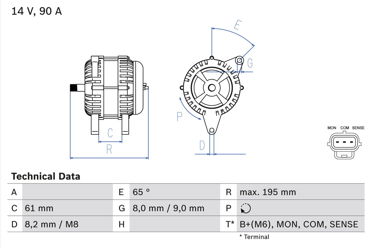 BOSCH 0 986 044 651 Alternatore