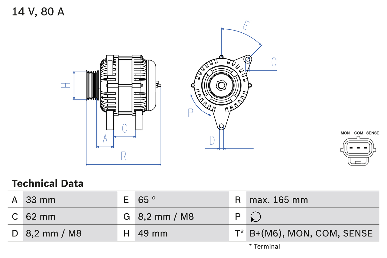 BOSCH 0 986 044 671 Alternatore