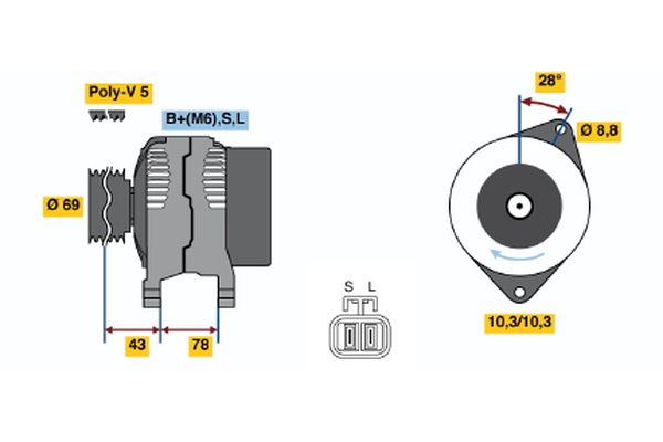 BOSCH 0 986 044 721 Alternator