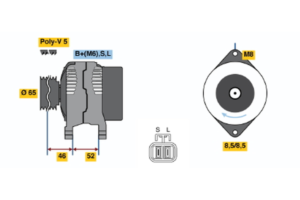 BOSCH 0 986 044 811 Alternator